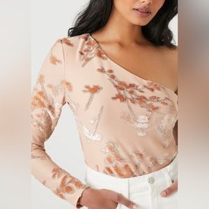 Forever 21 One Shoulder Velvet Bodysuit.